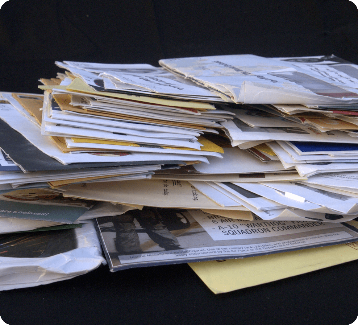 Heap of mixed mail items