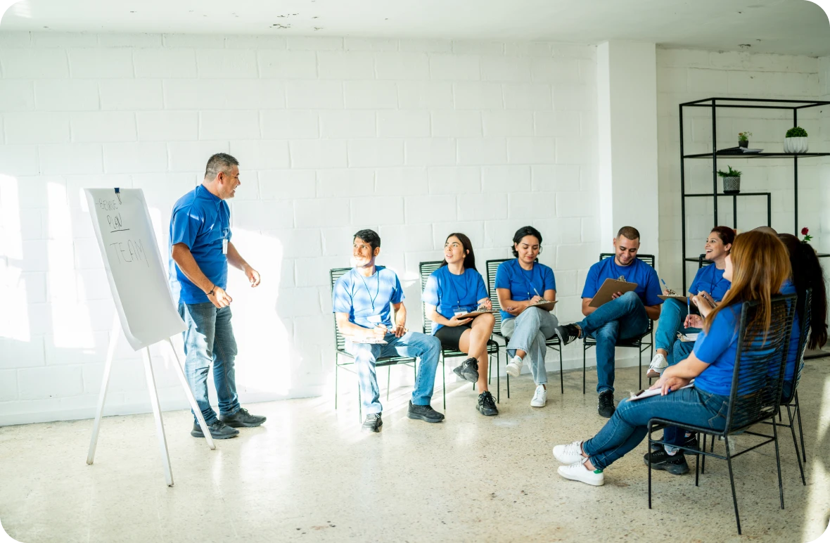 Group discussion in casual setting