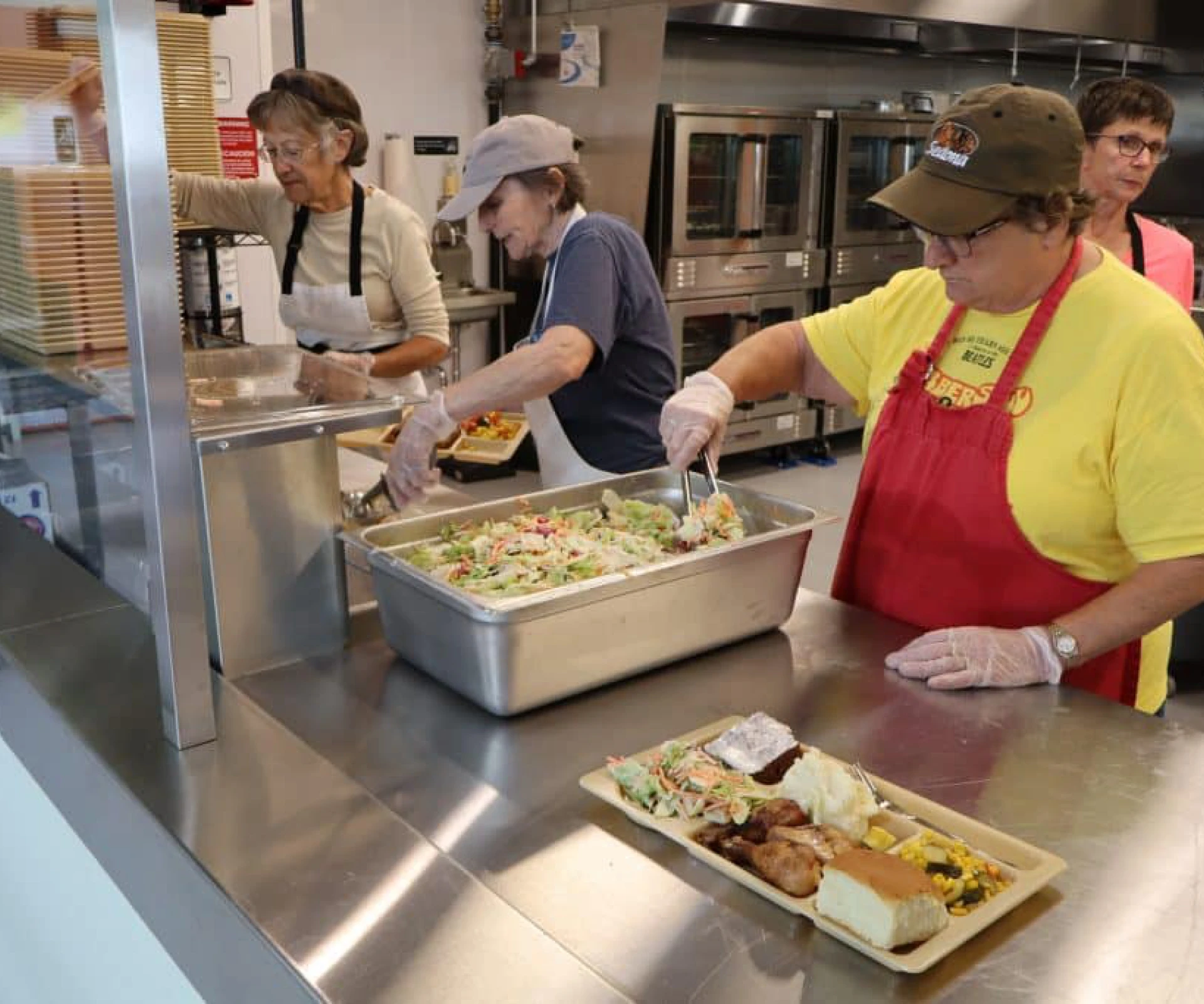 Community meal preparation in progress
